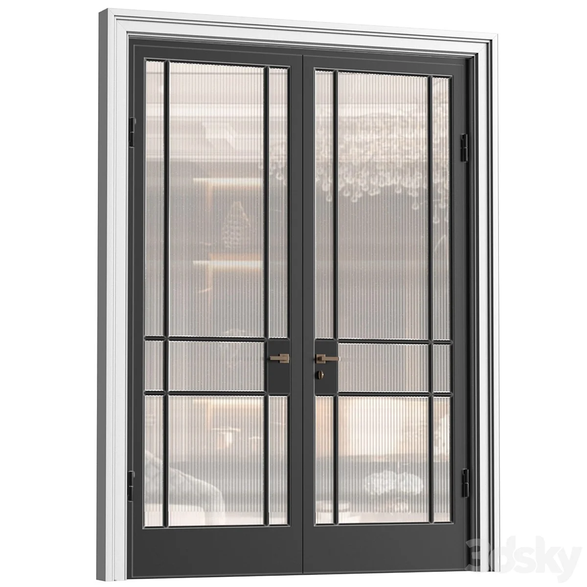 Interior Doors in Art Deco style with corrugated glass. Entrance Art Deco Interior Modern Doors